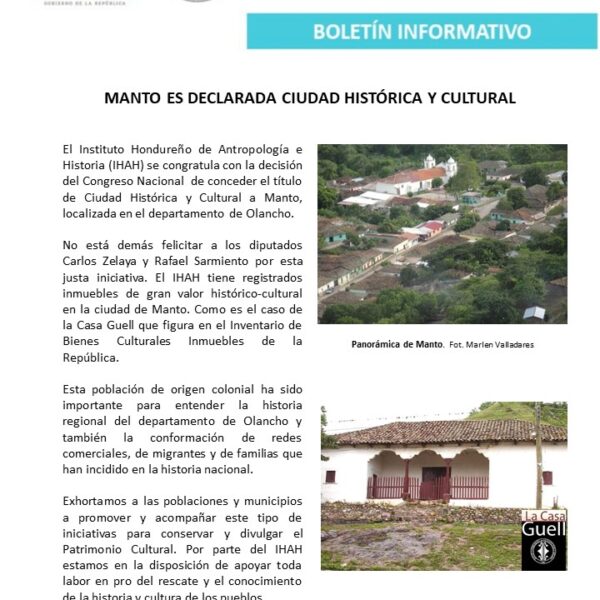 Manto es declarada ciudad histórica y cultural