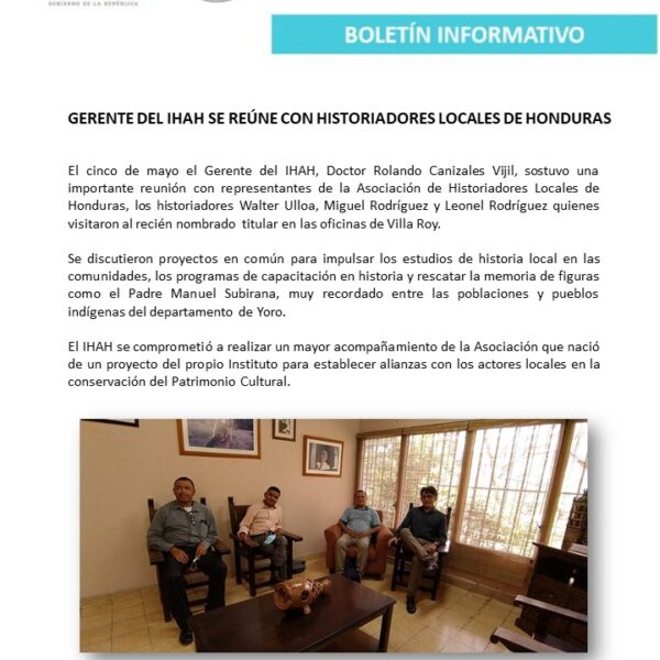Gerente del IHAH se reúne con historiadores locales de Honduras