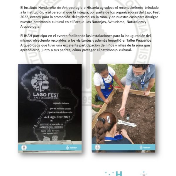IHAH recibe reconocimiento por apoyo al Lago Fest 2022